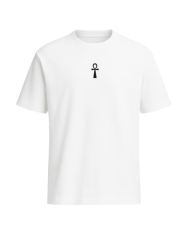 T-shirt blanc Ankh noire brodé T-shirt blanc Ankh noire brodé