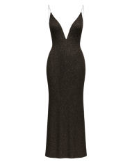 Robe longue noire élégante à décolleté profond – Hathor | Tadoupika