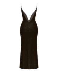 Robe longue noire élégante à décolleté profond – Hathor | Tadoupika