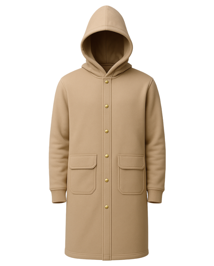 Manteau Dunes beige sable à capuche | Manteau unisexe en tissu sweat