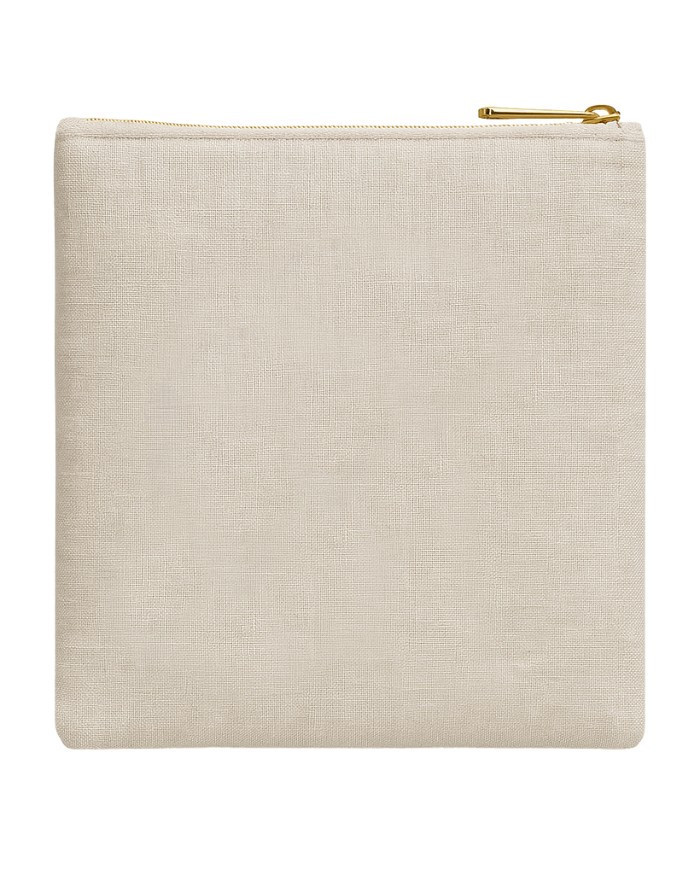 Porte-monnaie O’RÂ en lin épais – broderie dorée Ankh