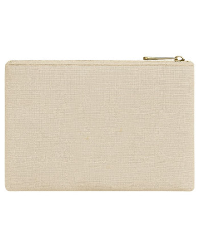 Pochette unisexe en lin brodée Ankh doré – Accessoire artisanal inspiré de l’Égypte antique | Tadoupika