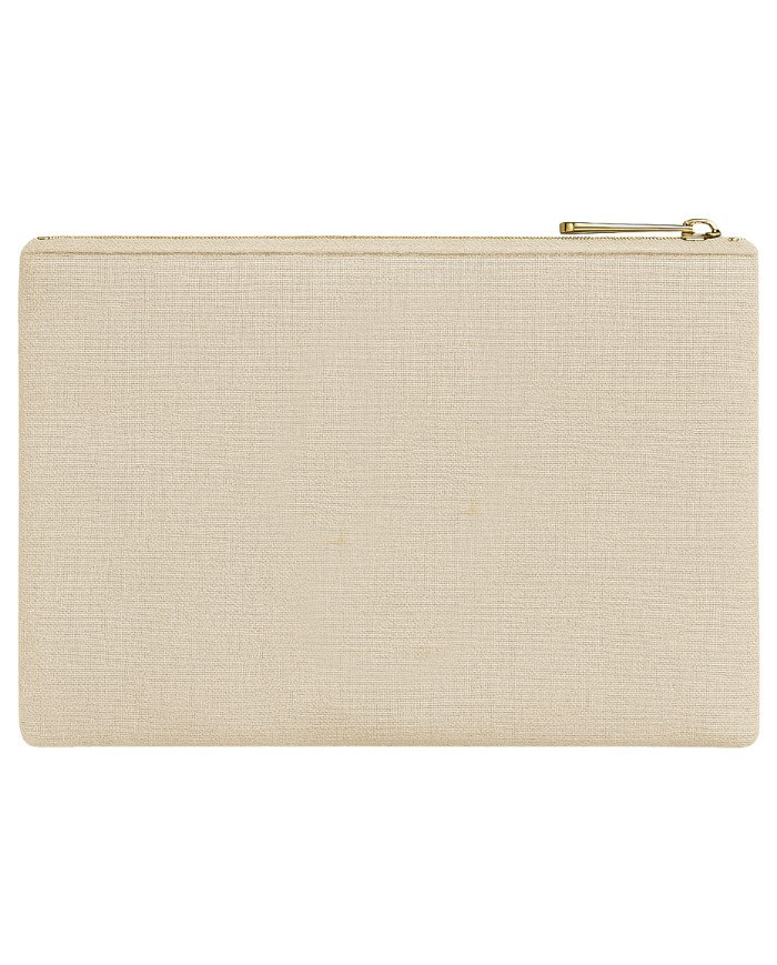 Pochette unisexe en lin brodée Ankh doré – Accessoire artisanal inspiré de l’Égypte antique | Tadoupika