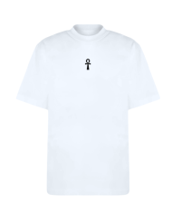 T-shirt blanc Ankh noire brodé