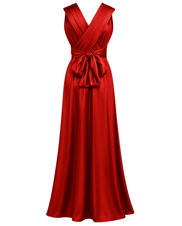 Robe modulable sur mesure – Satin rouge – Fabriquée à Paris | Tadoupika