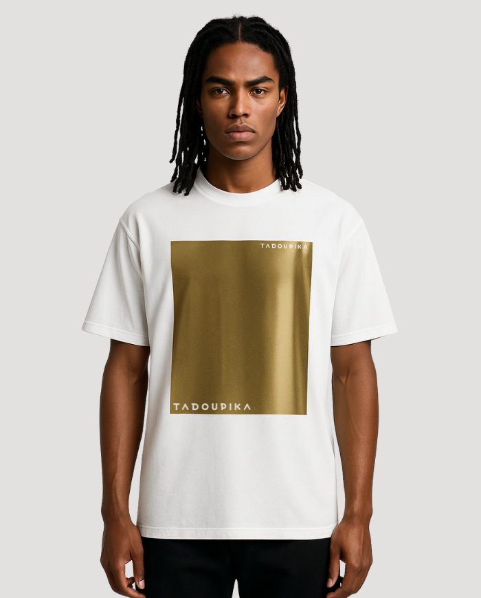 T-shirt blanc logo doré