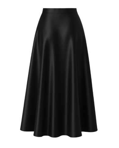 Jupe midi en satin noir