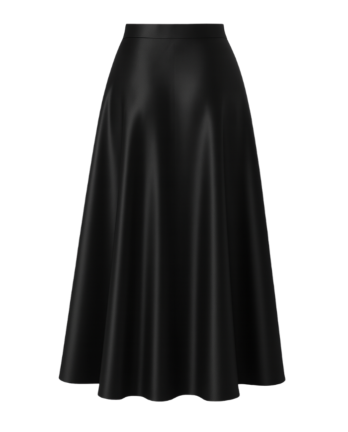 Jupe midi en satin noir