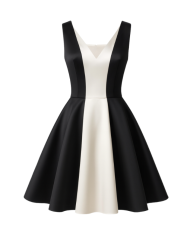 Robe Tadoupika “Hapy” – Robe bicolore noir & ivoire en satin duchesse