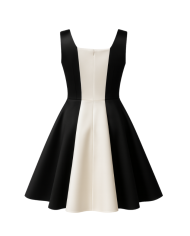 Robe Tadoupika “Hapy” – Robe bicolore noir & ivoire en satin duchesse