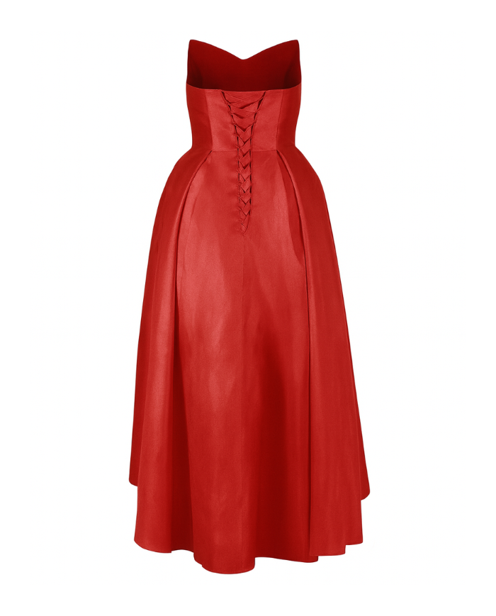 Robe rouge asymétrique rouge