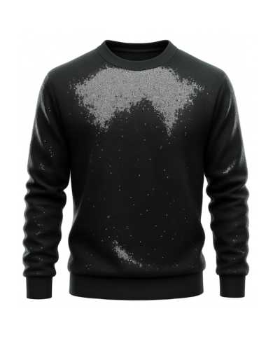 Pull homme noir à sequins, élégant et sur-mesure - Tadoupika