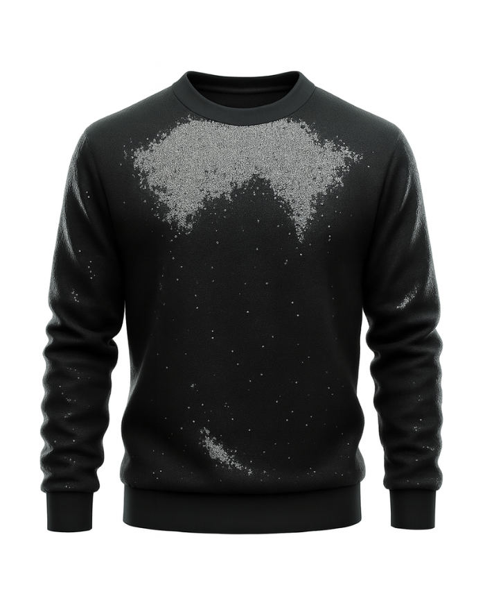 Pull homme noir à sequins, élégant et sur-mesure - Tadoupika