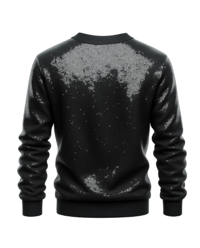 Pull homme noir à sequins, élégant et sur-mesure - Tadoupika
