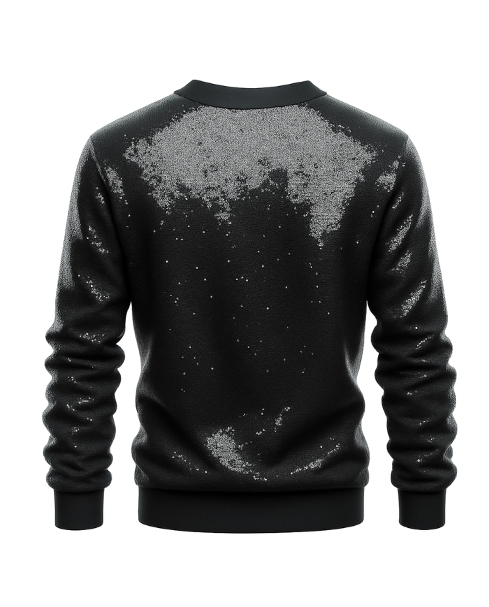 Pull homme noir à sequins, élégant et sur-mesure - Tadoupika