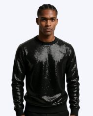 Pull homme noir à sequins, élégant et sur-mesure - Tadoupika