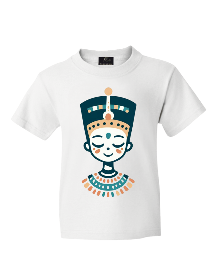 T-shirt blanc Miss Néfertiti coton biologique made in france - Motif Little Anubis