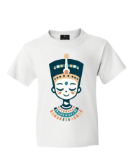 T-shirt blanc Miss Néfertiti coton biologique made in france - Motif Little Anubis