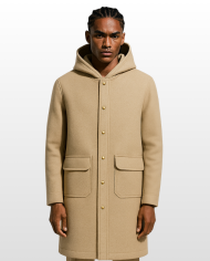 Manteau Dunes beige sable à capuche | Manteau unisexe en tissu sweat