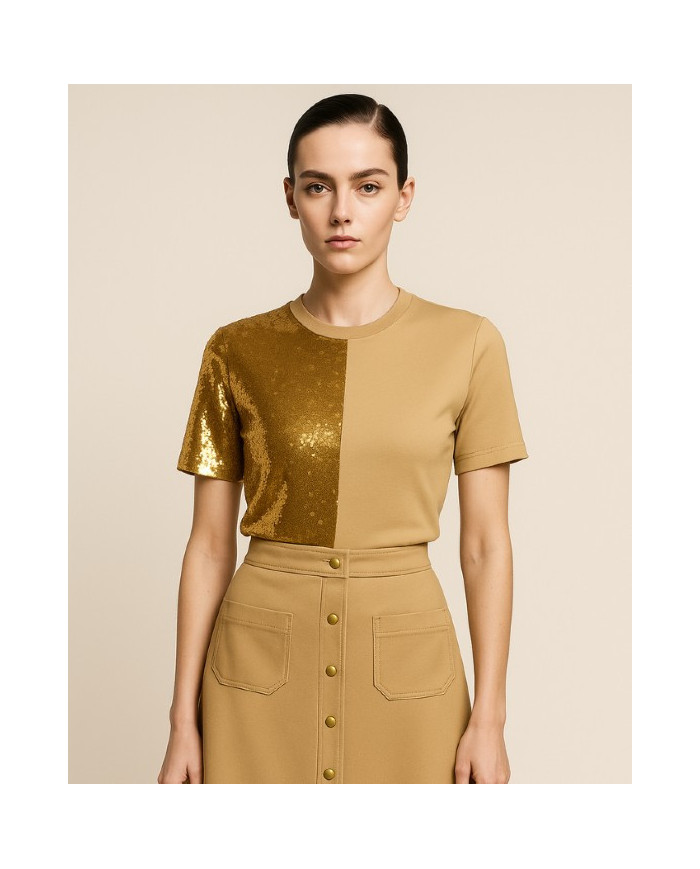 T-shirt Gizeh en coton & sequins dorés – Fabrication Paris | Tadoupika