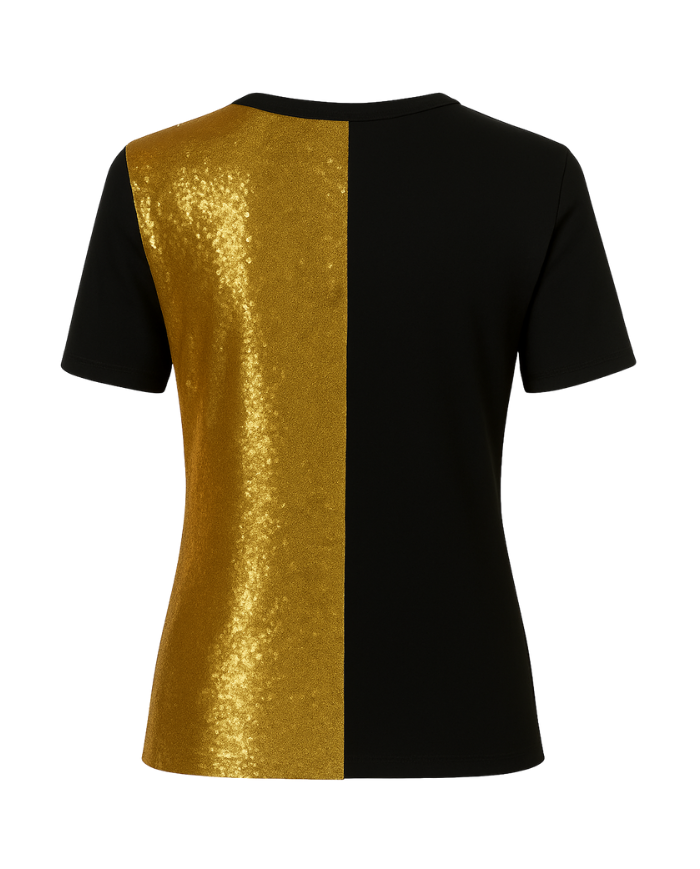 Top noir à sequins dorés – Fabrication Paris | Tadoupika