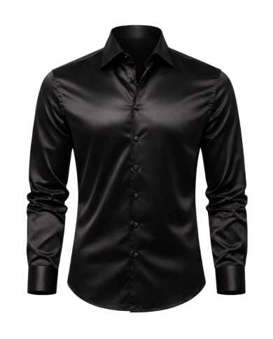 Chemise homme en satin noir - Tadoupika Paris