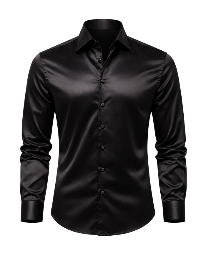 Chemise homme en satin noir - Tadoupika Paris