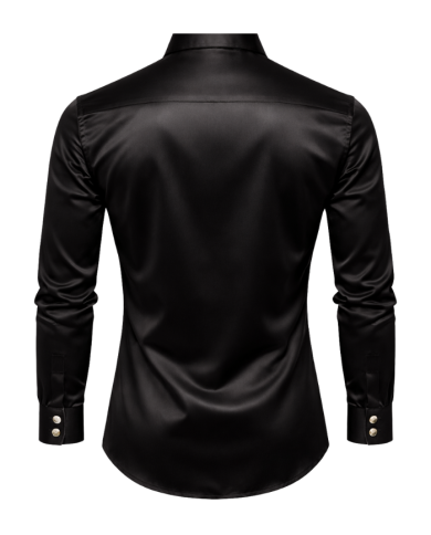 Chemise homme en satin noir - Tadoupika Paris