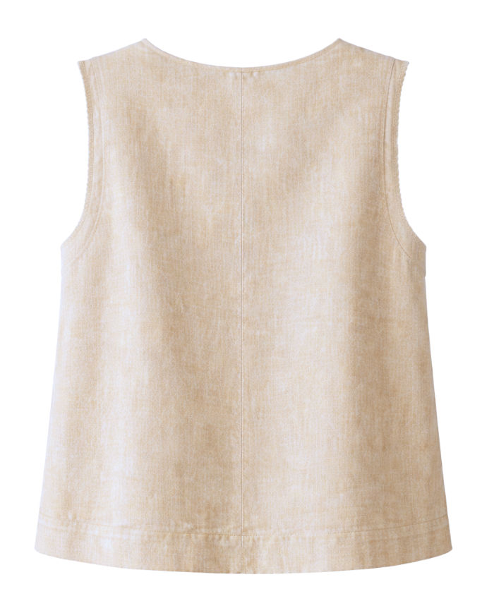 Top sans manches en lin col rond - Fabriqué à Paris - Tadoupika