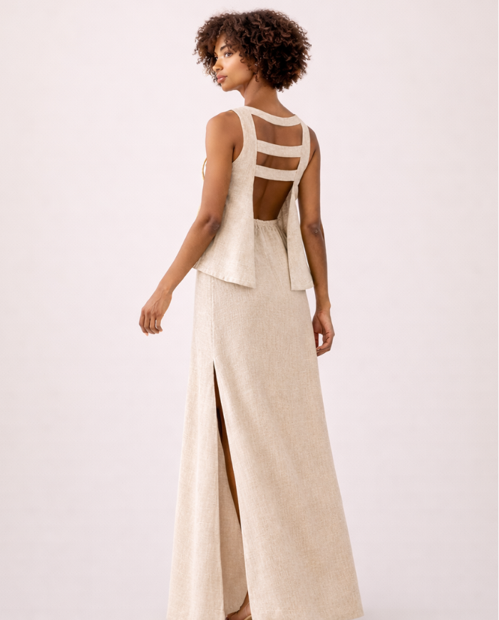 Jupe longue fendue en lin - Made in France