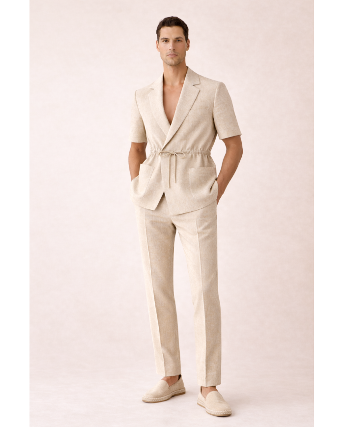 Veste homme en lin beige | Tadoupika