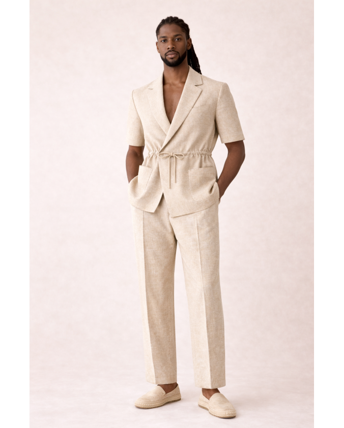 Veste homme en lin beige | Tadoupika