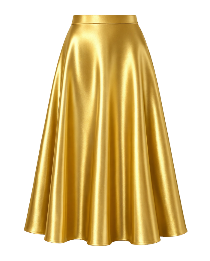 Jupe midi en satin doré