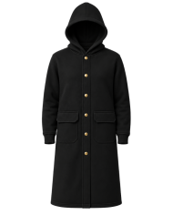 Manteau DUNES Noir à capuche | Unisexe élégant en tissu sweat doublé