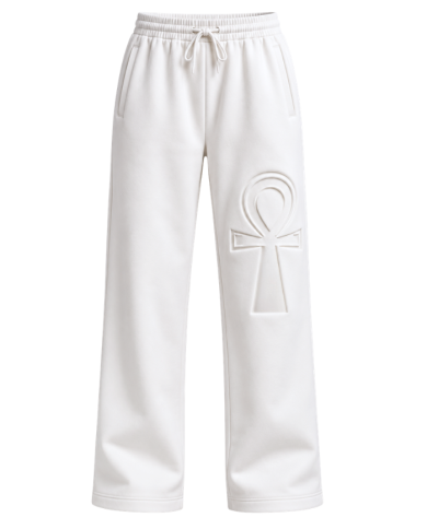 Pantalon jogging blanc unisexe - Ankh | Tadoupika