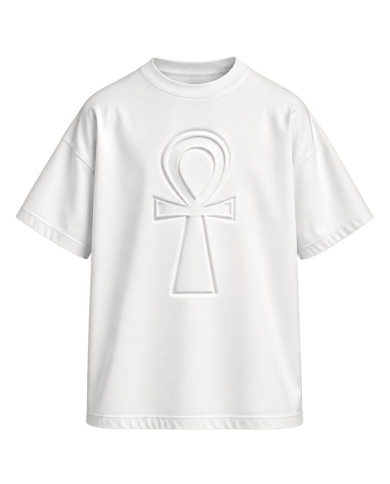 T-shirt blanc oversize unisexe – Ankh | Tadoupika