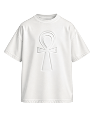 T-shirt blanc oversize unisexe – Ankh | Tadoupika
