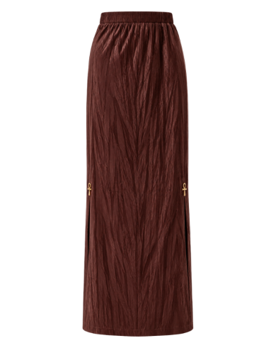 Jupe longue marron fendue fabriqué à Paris | Tadoupika