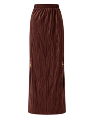 Jupe longue marron fendue fabriqué à Paris | Tadoupika