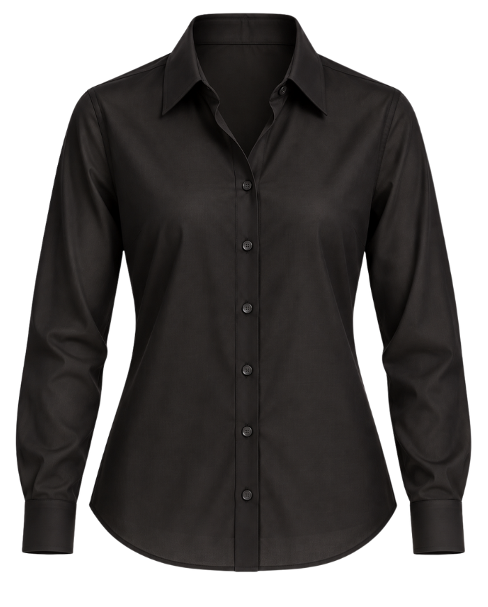 Chemisier noir femme en TENCEL - Tadoupika  fabriqué à Paris