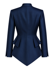 Blazer femme bleu marine en satin duchesse col Mao