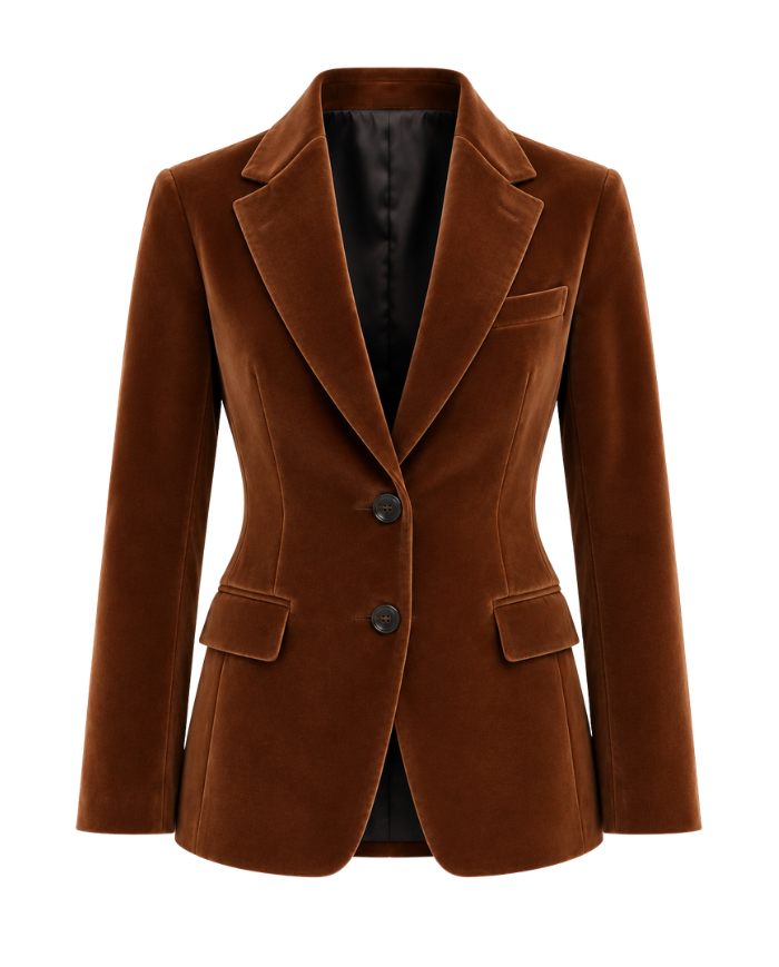 veste de taille femme velours marron