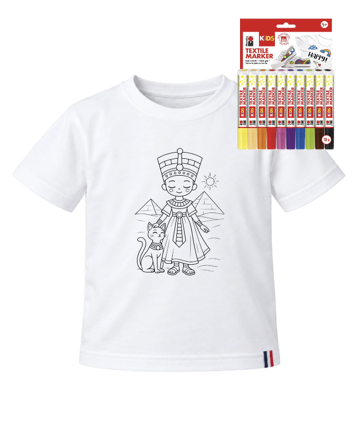 T-shirt à colorier Néfertiti et Bastet | Tadoupika