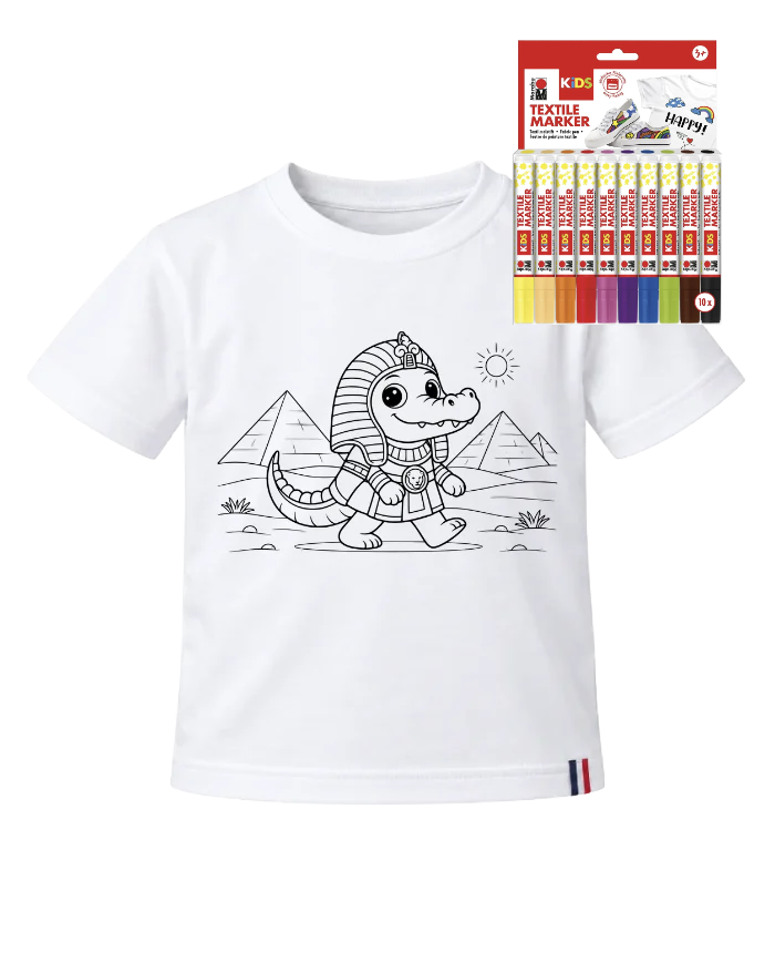 T-shirt à colorier Sobek, Made in France | Tadoupika