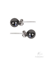 boucles d'oreilles perles noires face hematite