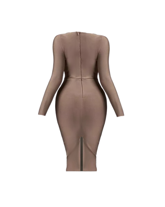 Robe bandage manches longues d collet arrondi Tadoupika